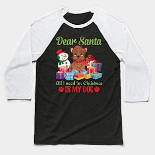 Snow Presents Dear Santa All I Need For Christmas Is My Dog Baseball T-Shirt